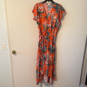 Charter Club Floral Orange Wrap Dress